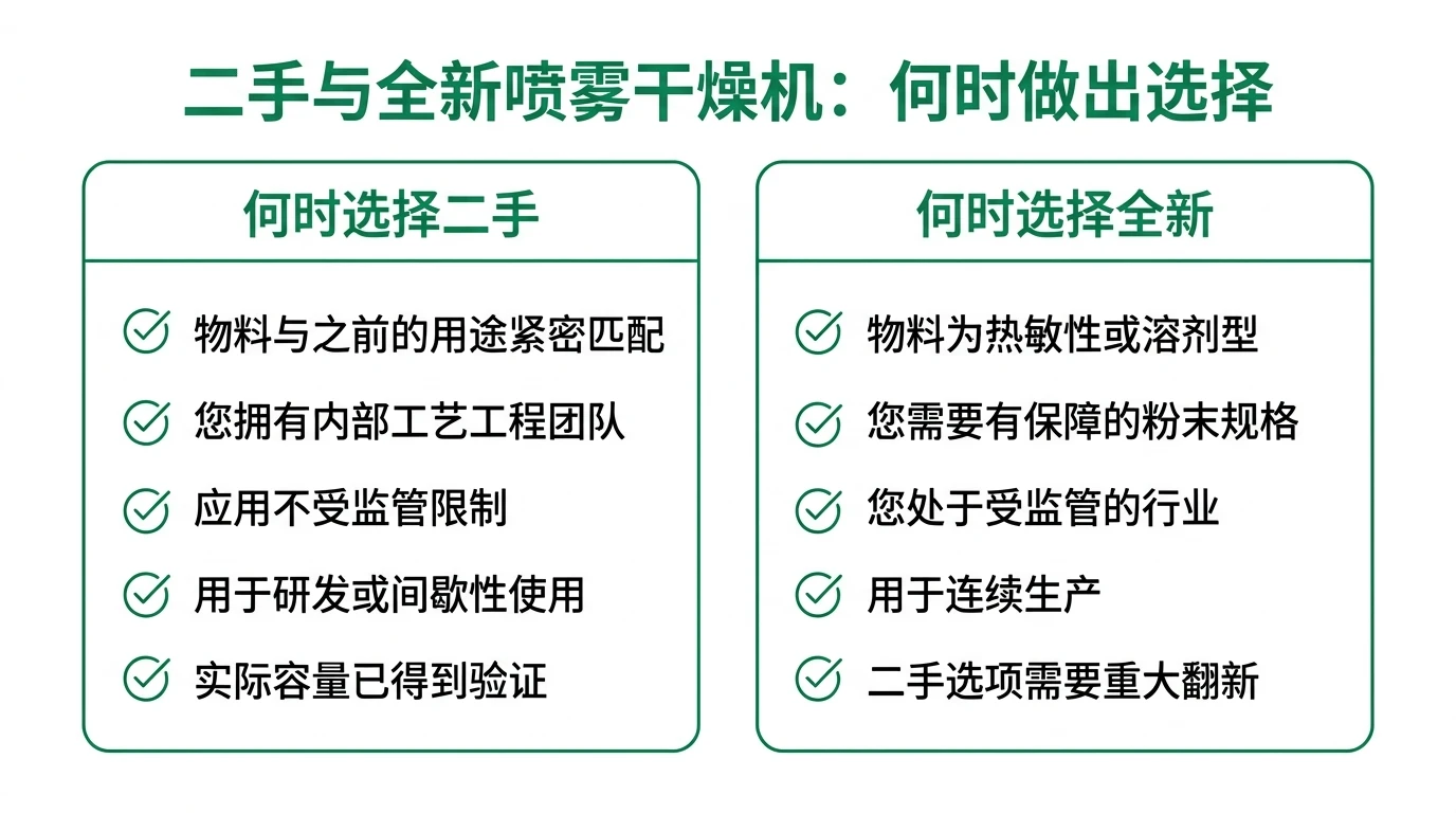 喷雾干燥设备：购买二手与新机的决策对比图